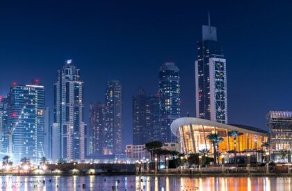 Dubai Real Estate vs. Global Markets – Comparative Affordability Analysis A comparison chart showcasing the affordability of Dubai real estate versus global markets with images of iconic properties