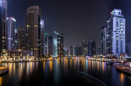 Digital Marketing Strategies to Sell Your Dubai Property Fast A real estate agent using digital marketing tools to sell a property in Dubai, with social media and website analytics visible on the screen