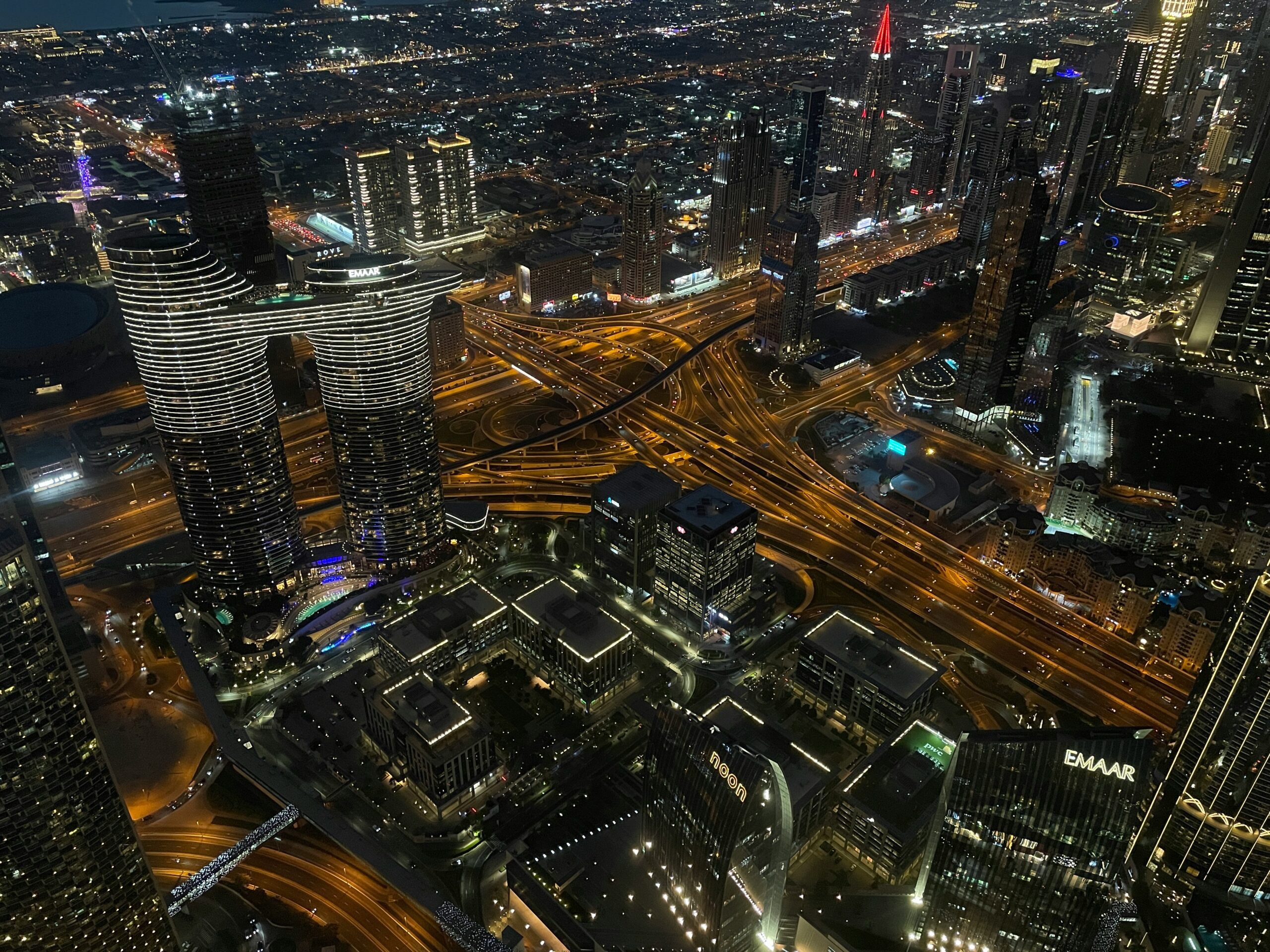 A panoramic view of a luxury penthouse in Dubai with high-end finishes and stunning city views