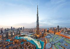 A view of commercial buildings and office spaces in Dubai, with financial graphs highlighting investment opportunities