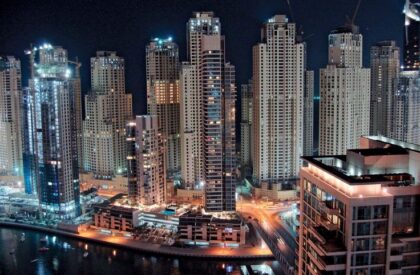 A luxurious high-end property in Dubai, showcasing ultra-modern architecture and breathtaking views